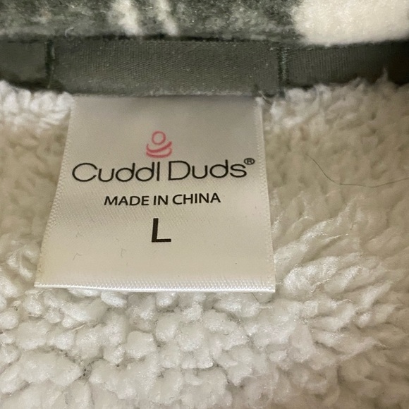 Cuddl Duds Fleecewear Bonded Sherpa Button-Front Shacket Green Olivemoss Plaid L - Picture 3 of 7